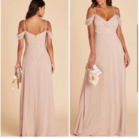 Birdy Grey Spence Bridesmaids Dress Taupe Full Length Chiffon Convertible M - Picture 1 of 13